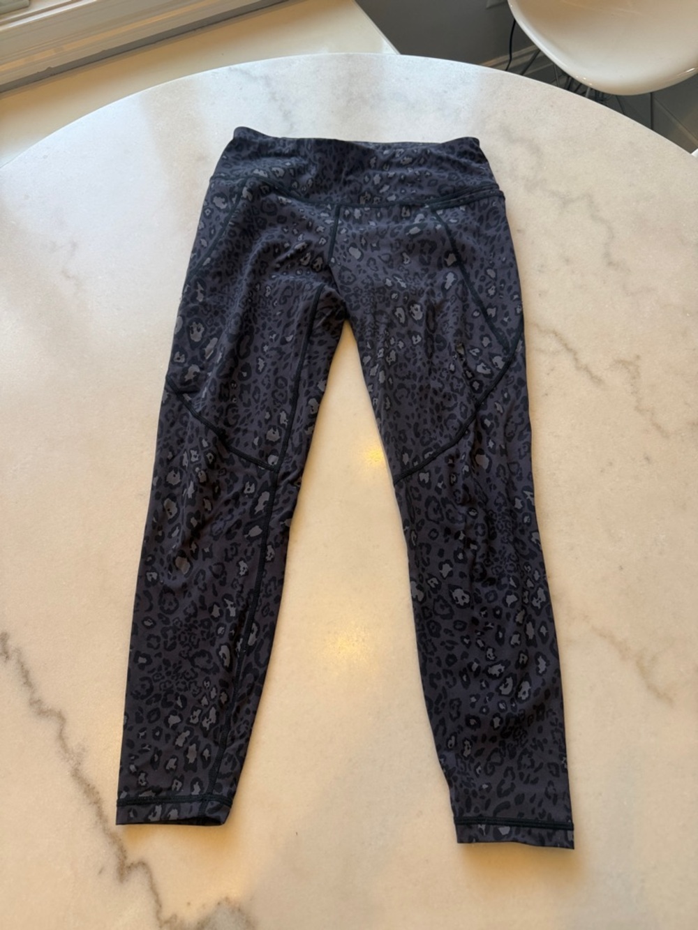 Sweaty Betty deep purple and grey power 7/8 length Leopard Print Leggings